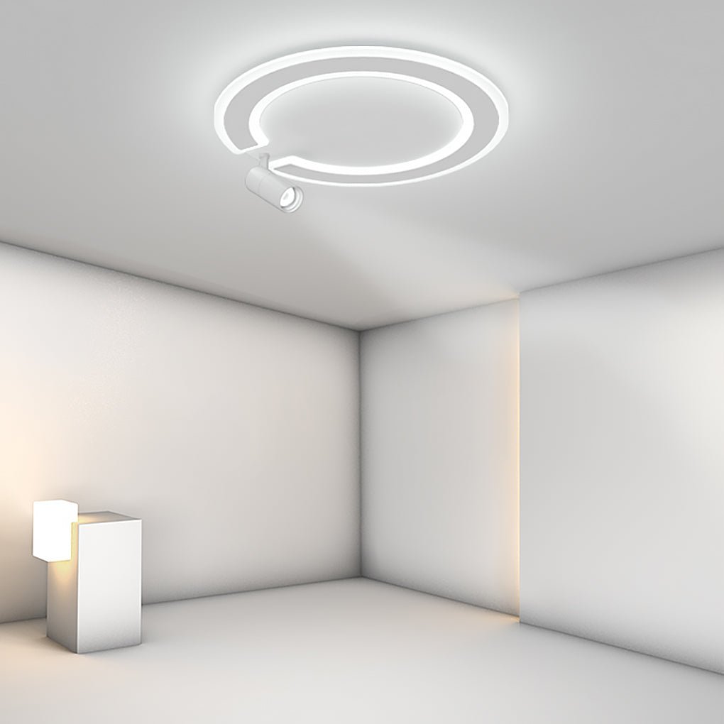 Modern Circle Flush Mount Light with Adjustable Spotlights