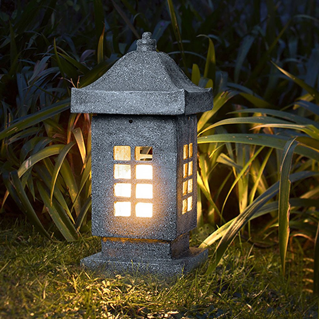 Stone-Look Resin LED Pillar Light for Outdoor Landscape Lighting