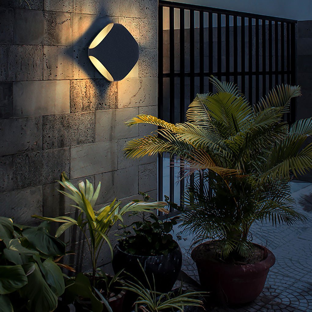 Square LED Waterproof Outdoor Wall Light - Modern Black Aluminum