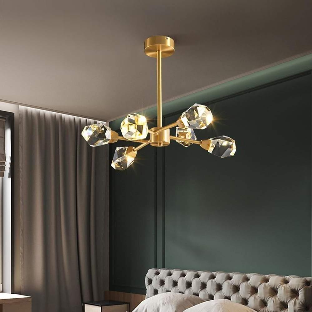 6-Light Crystal Chandelier with Gold Electroplated Finish