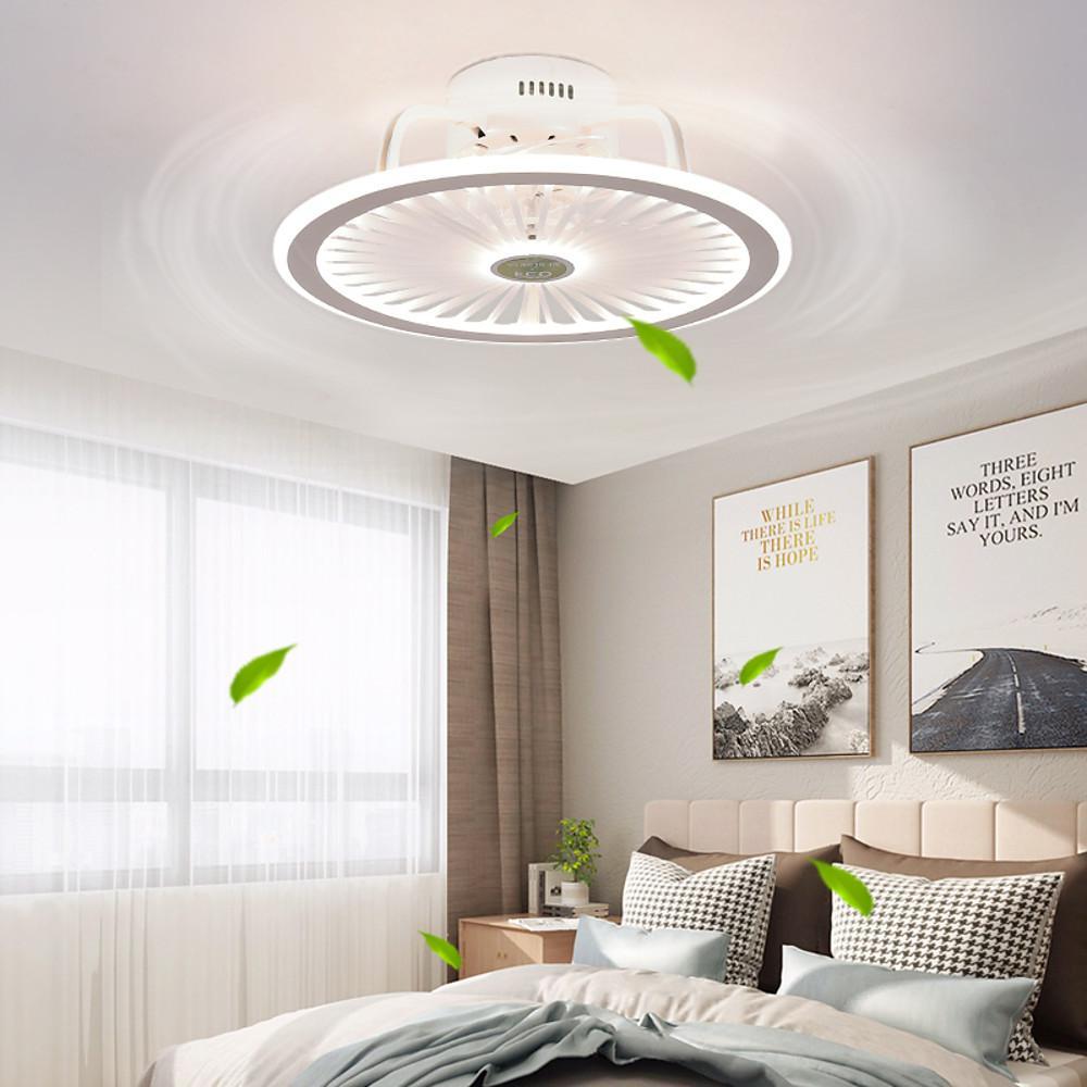 Modern Bladeless Ceiling Fan with Dimmable LED Light - Black/White
