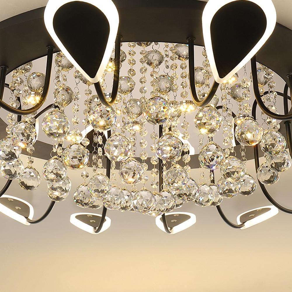 Flower Shaped Dimmable LED Crystal Flush Mount Ceiling Light