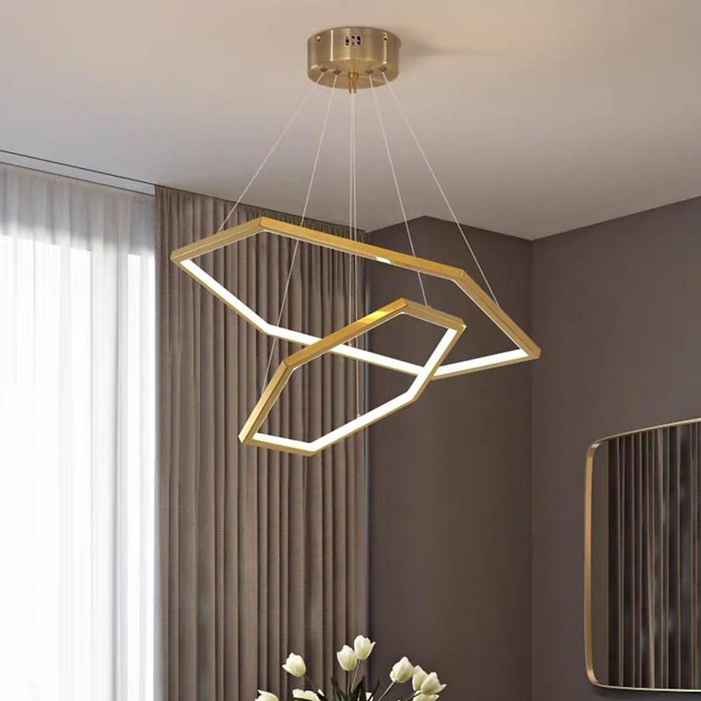 Geometric Ring LED Chandelier Gold Stainless Steel Ceiling Light