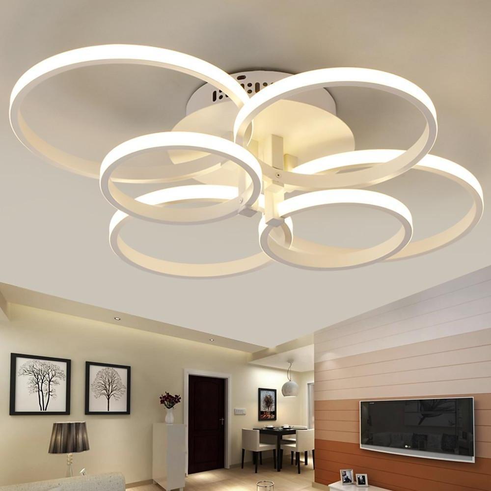 Modern 6-Light LED Flush Mount Ceiling Light - Metal & Silica Gel