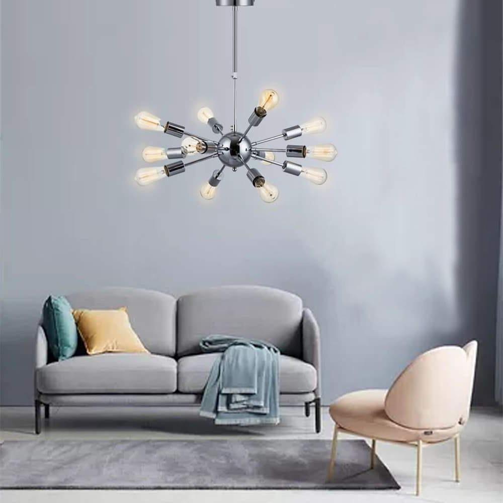 Mid-Century Sputnik Chandelier 18-Light Metal Ambient Fixture
