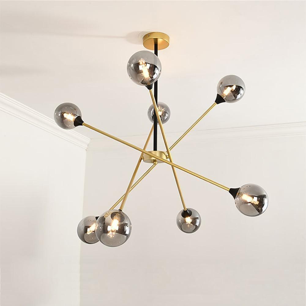Modern Glass Sputnik Chandelier with Metal Frame