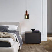 Nordic Glass Cylinder Pendant Light with Electroplated Metal Finish