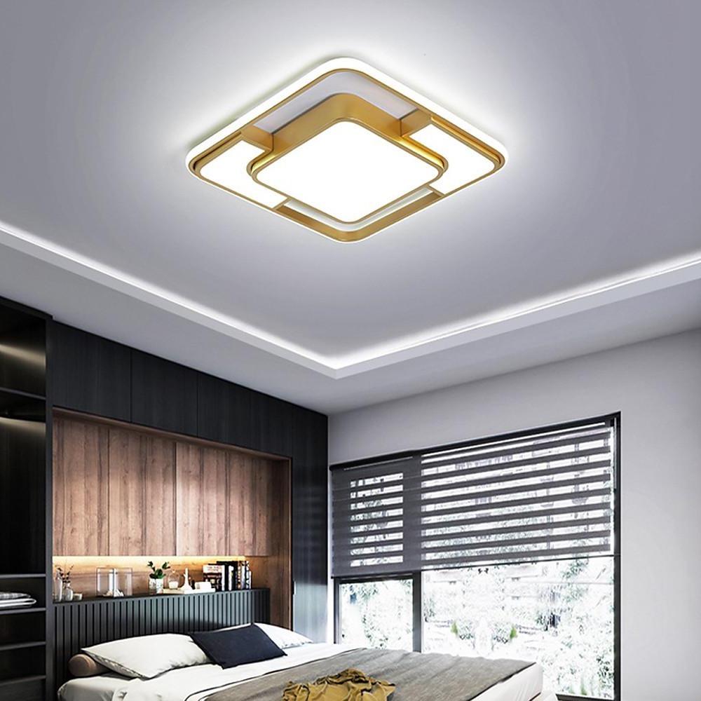 Modern Geometric LED Flush Mount Ceiling Light - Metal & Acrylic