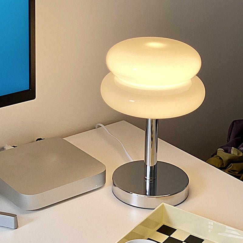 Modern Glass Table Lamp with USB Charging & Warm LED Light