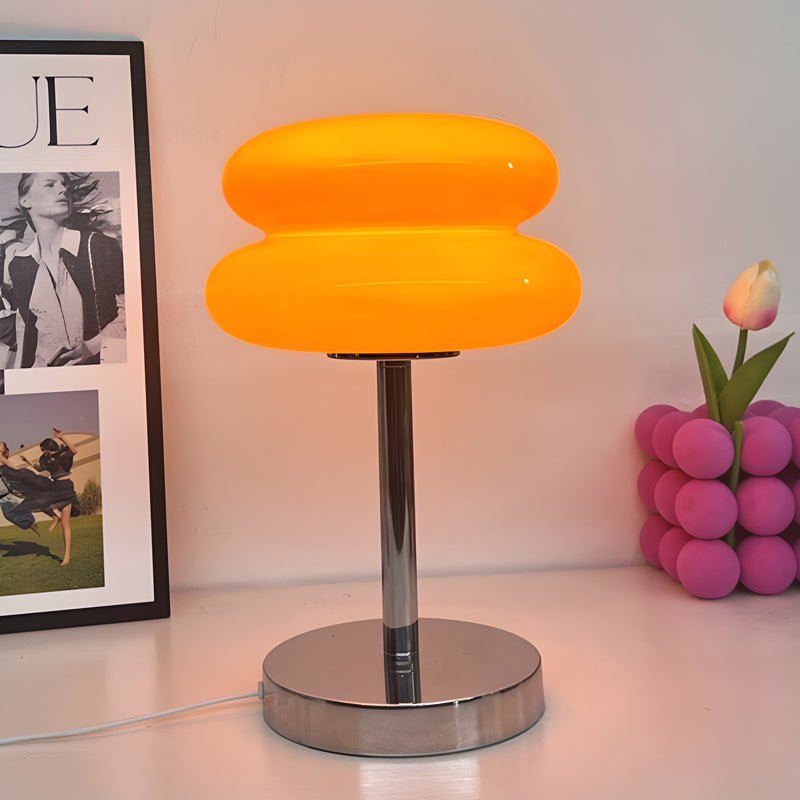 Modern Glass Table Lamp with USB Charging & Warm LED Light