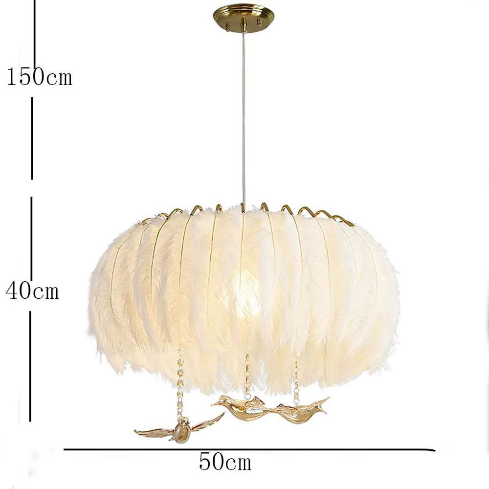 Modern Drum Feather Chandelier with LED Light