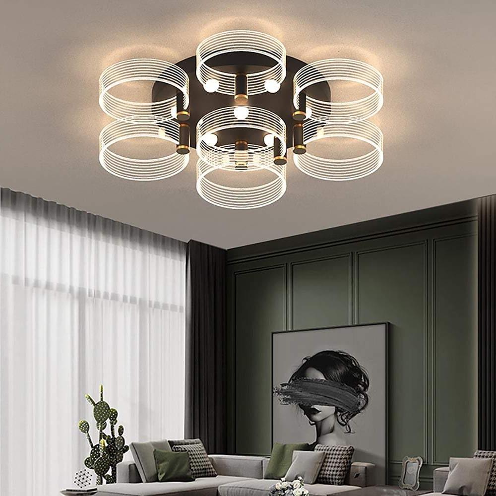 Modern Circular LED Flush Mount Ceiling Light - Metal Frame