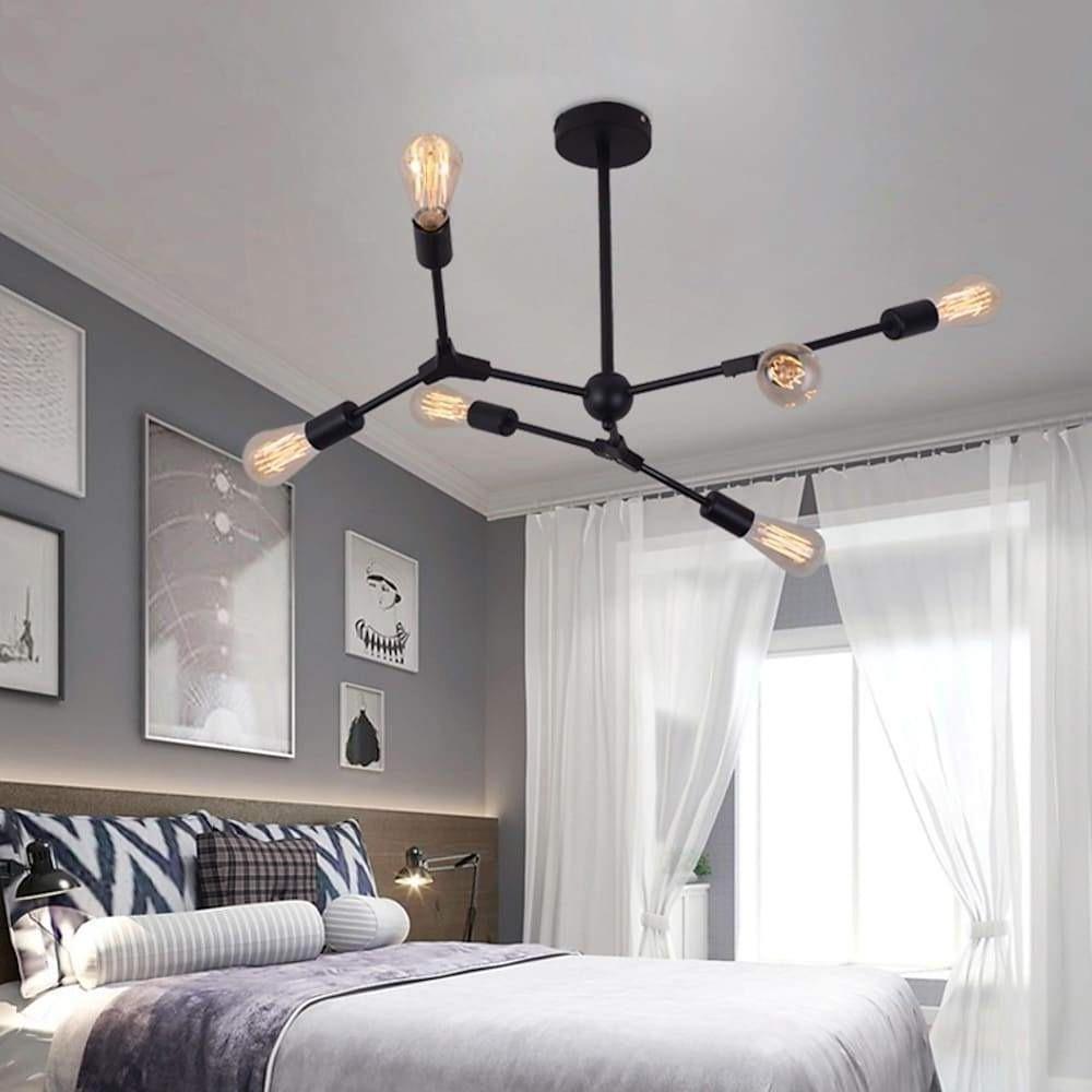 9-Light Irregular Nordic Metal Chandelier with E27 LED Socket