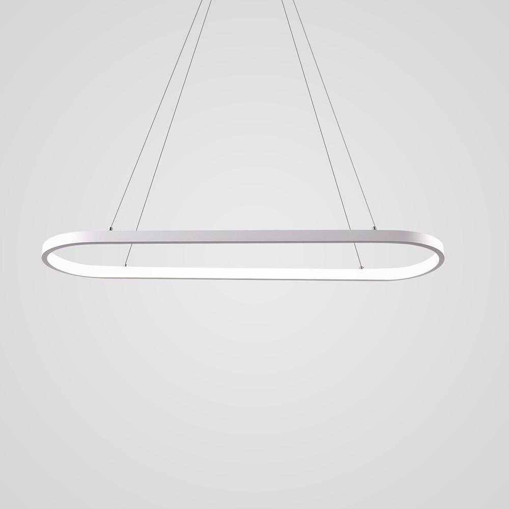 Modern Metal Pendant Light Curved Rectangular Design Dining Room