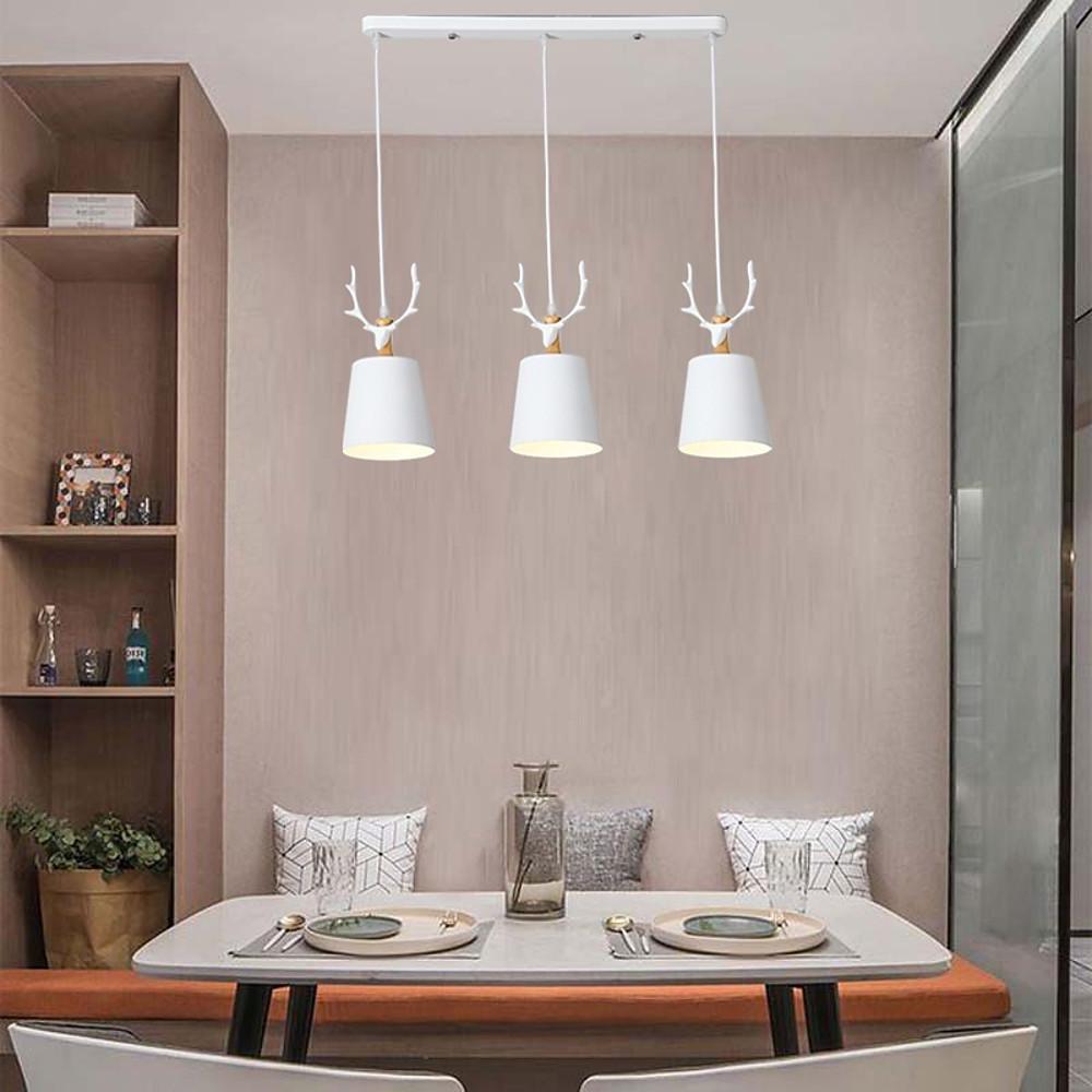 3-Light Antler Metal Pendant Chandelier - Industrial Farmhouse Style