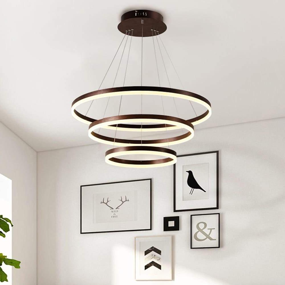 Modern 3-Ring Graduated Chandelier with Remote Control