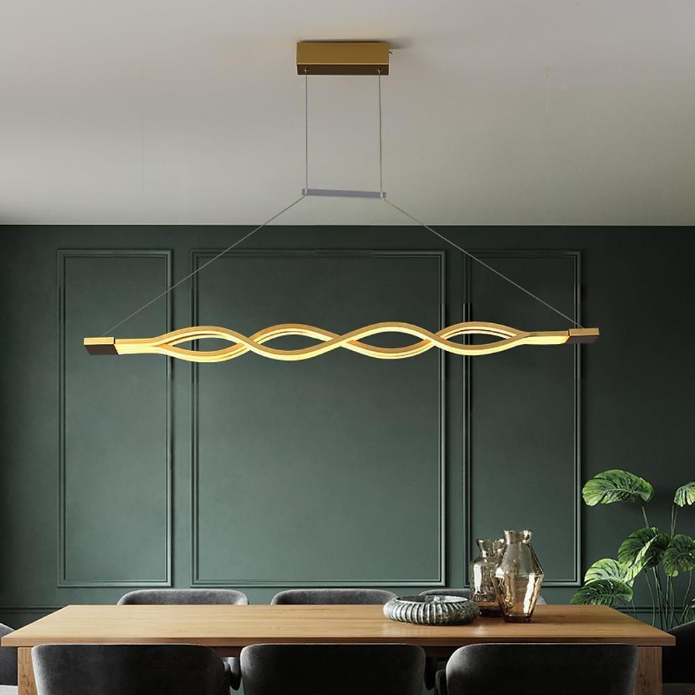 Modern Wave LED Pendant Light 39'' Aluminum Dining Chandelier