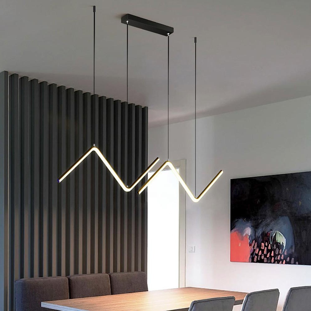 Modern Wave Pendant Light - 2-Light LED Dimmable Aluminum Fixture