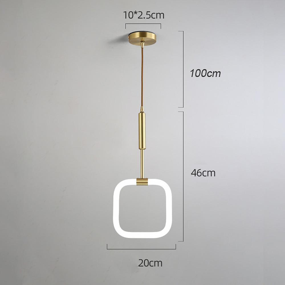 Modern Square Pendant Light with Copper Frame and Acrylic Shade