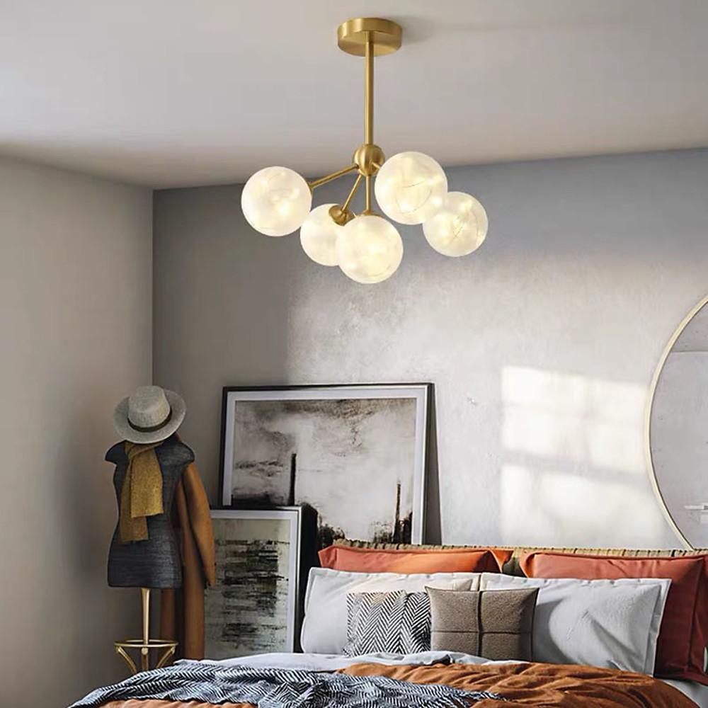 5-Globe Glass Flush Mount Ceiling Light - Modern Artistic LED
