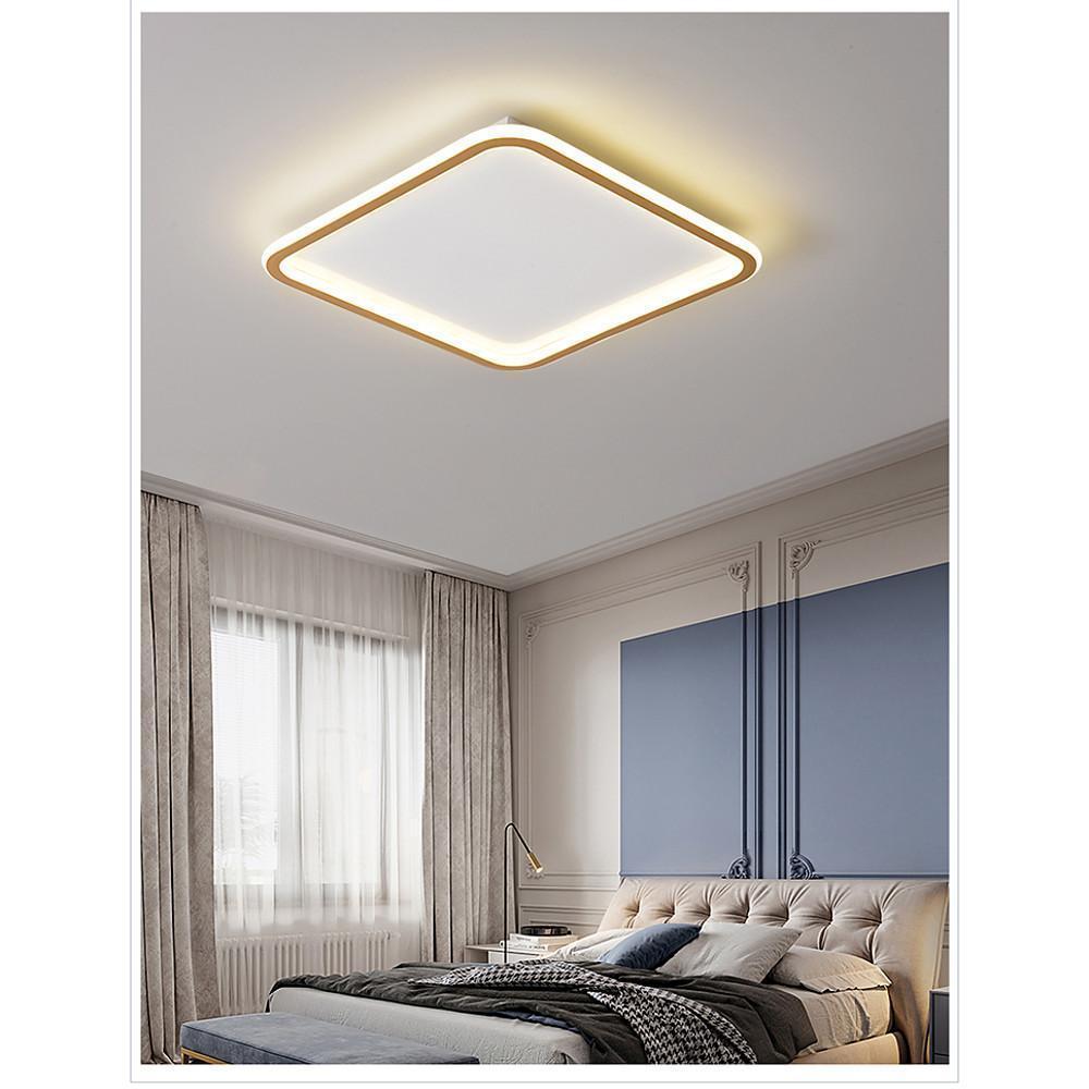 Minimalist Square Flush Mount LED Ceiling Light with Remote