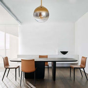 Modern Gradient Glass Globe Pendant Light with Metal Accent