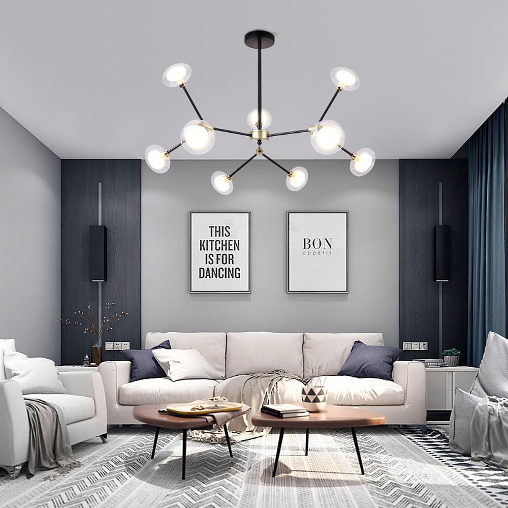 9-Light Glass Sputnik Chandelier - Nordic Modern Cluster Pendant