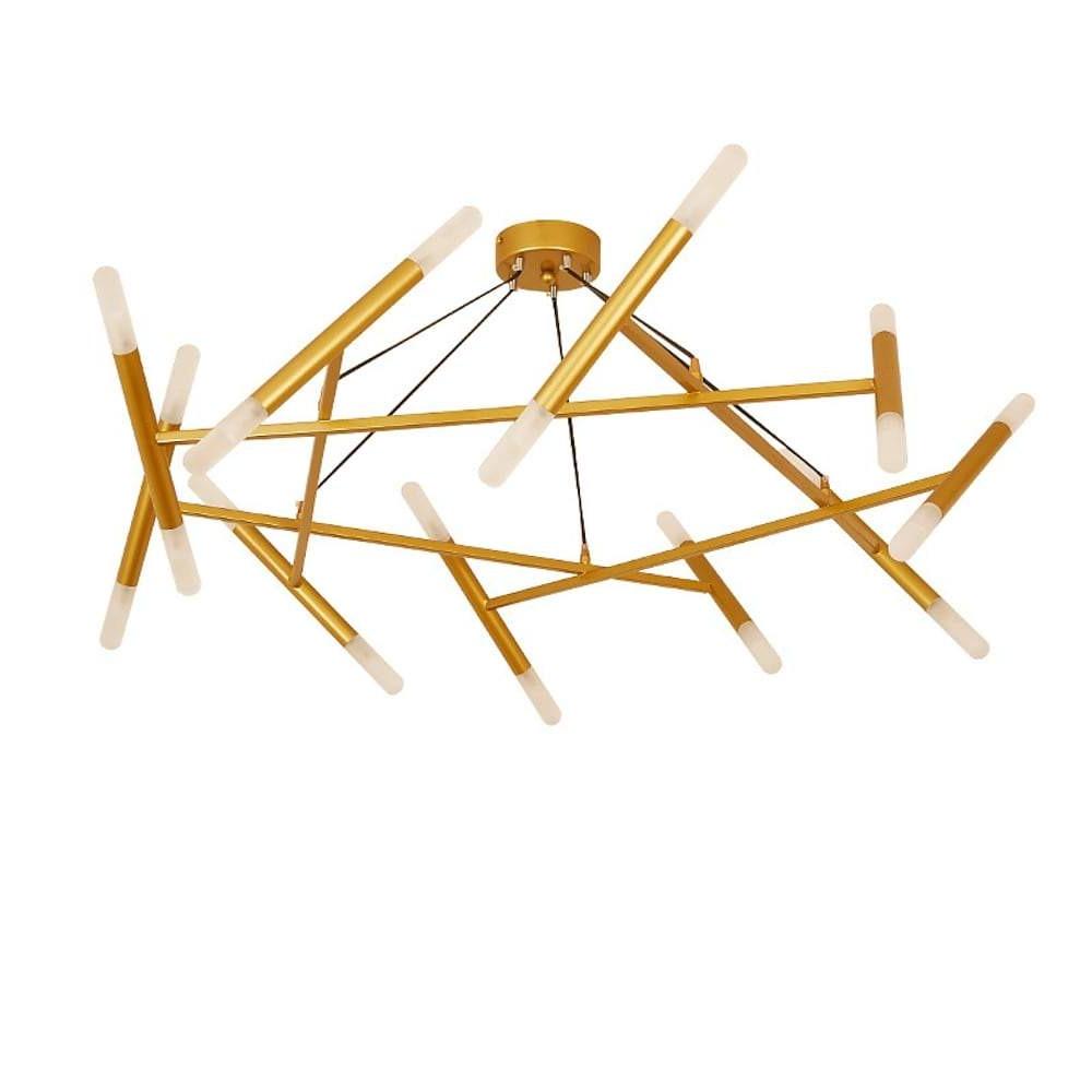 16-Light Industrial Metal Chandelier with LED Ambient Lighting