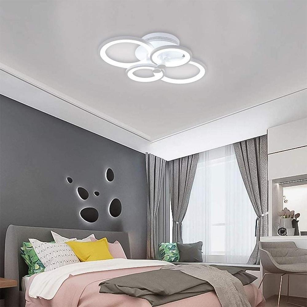 Modern Semi Flush Mount Light with Overlapping Rings - LED Ceiling