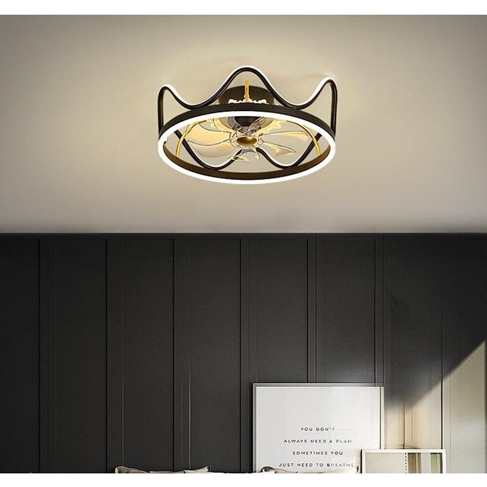 Modern Crown Ceiling Fan Light with Inbuilt LED - 3-Color Temperature