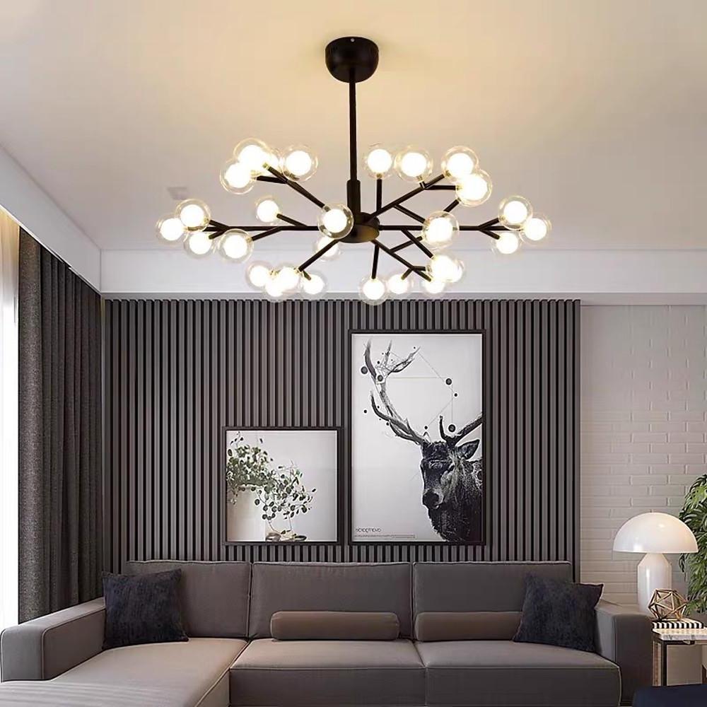 Modern Sputnik Chandelier 30-Light Glass Bubble Gold Metal 33" LED