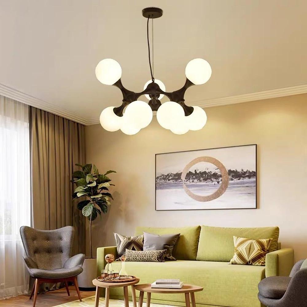 Modern Sputnik Chandelier with 9 Glass Globe Shades