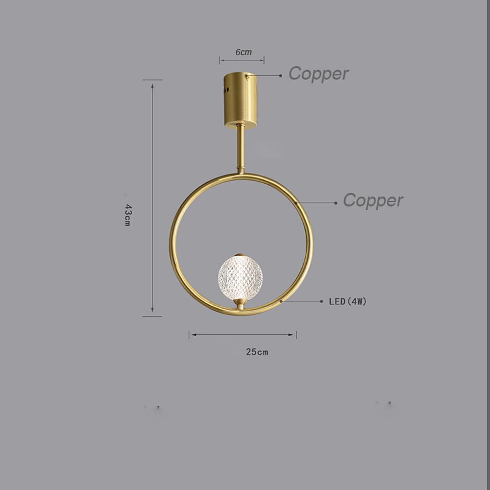 Ring Globe Acrylic Flush Mount Ceiling Light - Brass Finish
