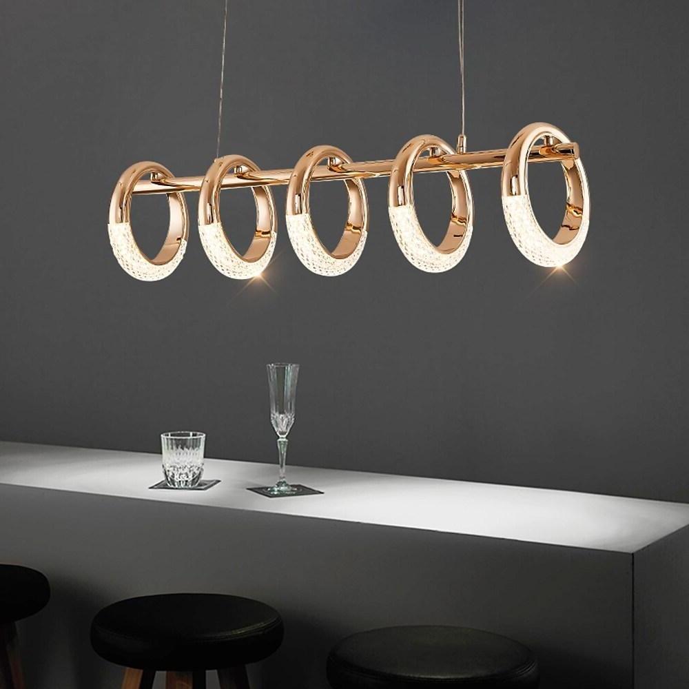 Modern Ring Pendant Light LED Gold Metal Dining Kitchen Ceiling