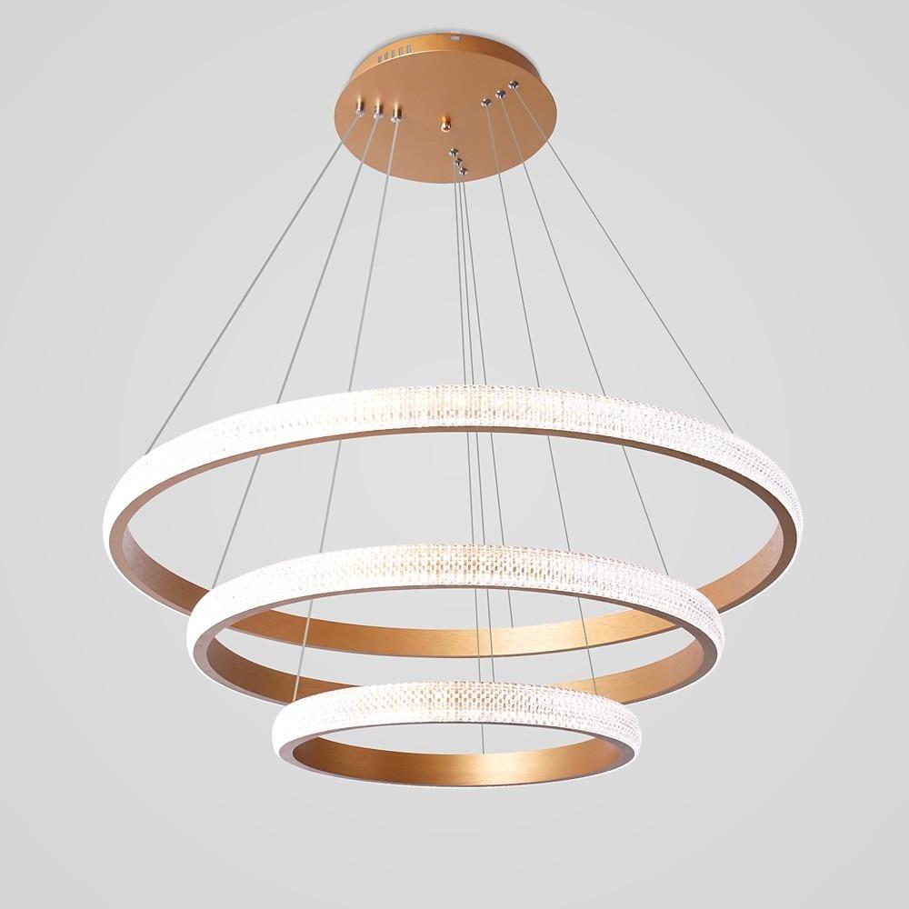 Adjustable 3-Ring LED Chandelier Gold Modern Aluminum Pendant