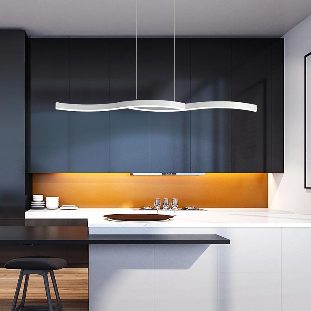 Dual Wave Modern Pendant Light Metal PVC 2-Light Chandelier