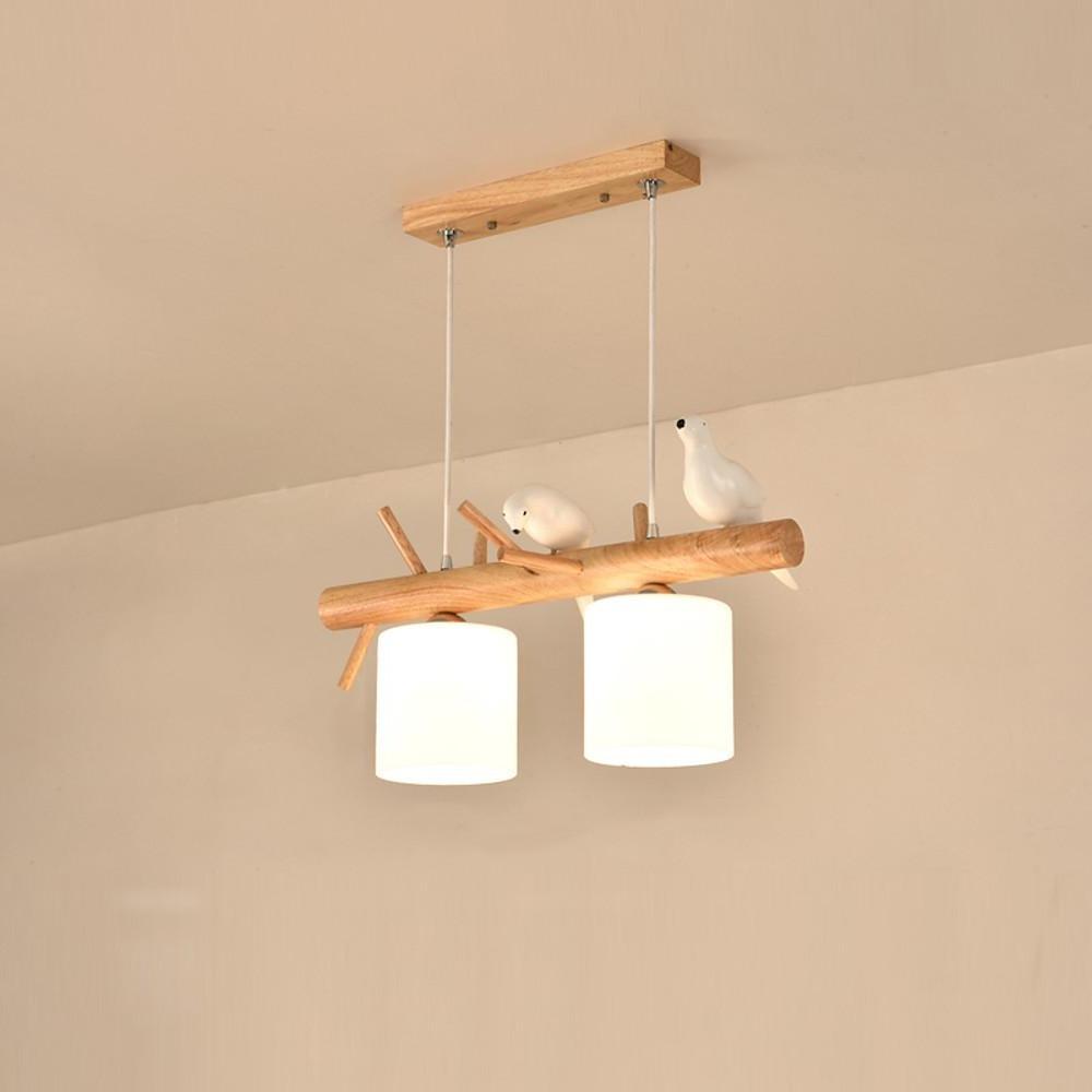 Rustic Wood and Glass Adjustable Pendant Light - 2 or 3 Lights
