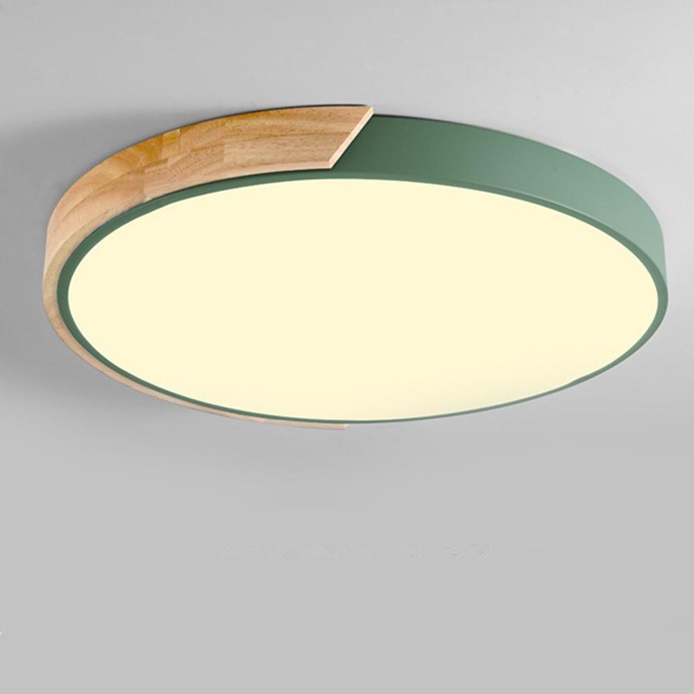 Nordic LED Flush Mount Ceiling Light with Wood Accent - 16 Inch
