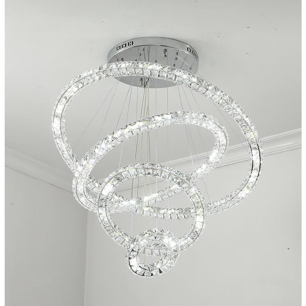 Crystal Tiered Ring Chandelier LED Pendant Light Vintage Design