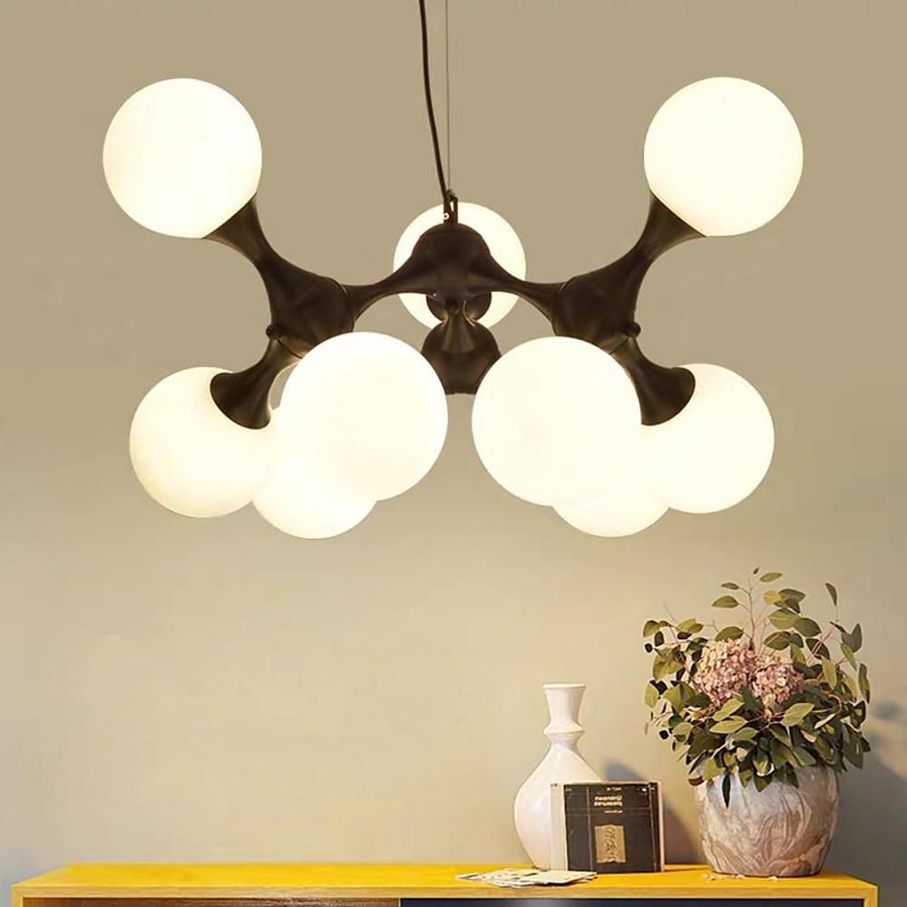 Modern Sputnik Chandelier with 9 Glass Globe Shades