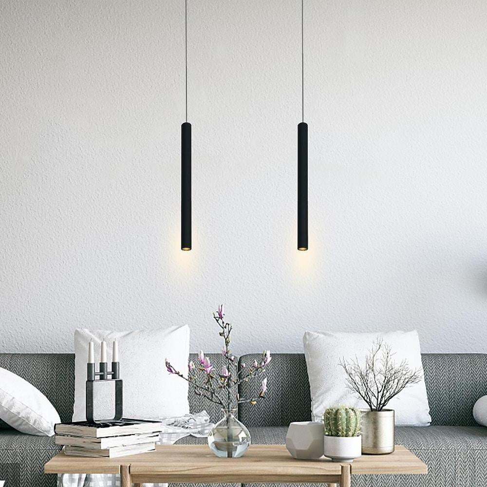 Modern Black Aluminum Pendant Light with Integrated LED Downlight