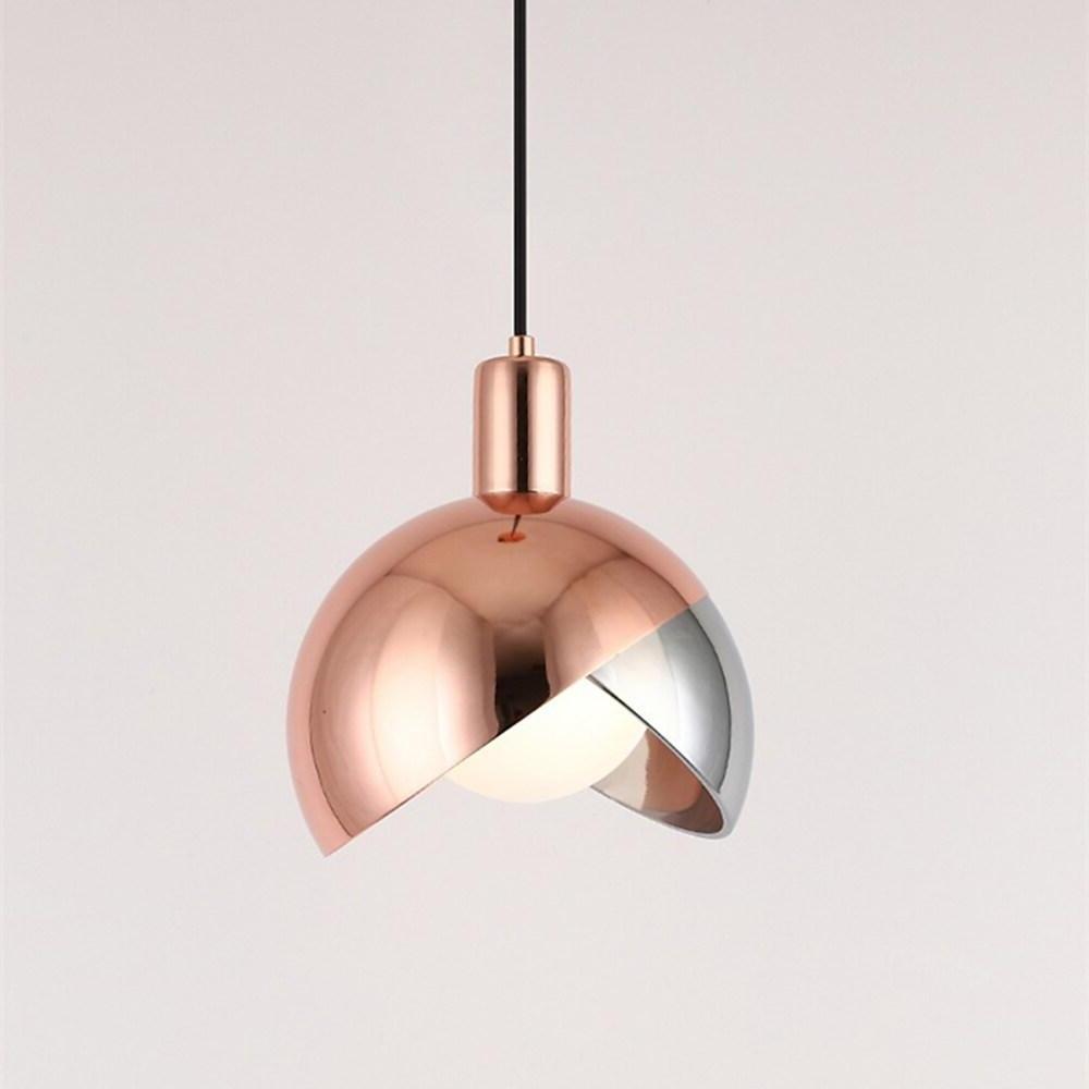Industrial Semi-Globe Metal Glass Pendant Light