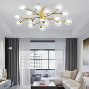 Modern Globe Glass Flush Mount Ceiling Light with LED Bulbs