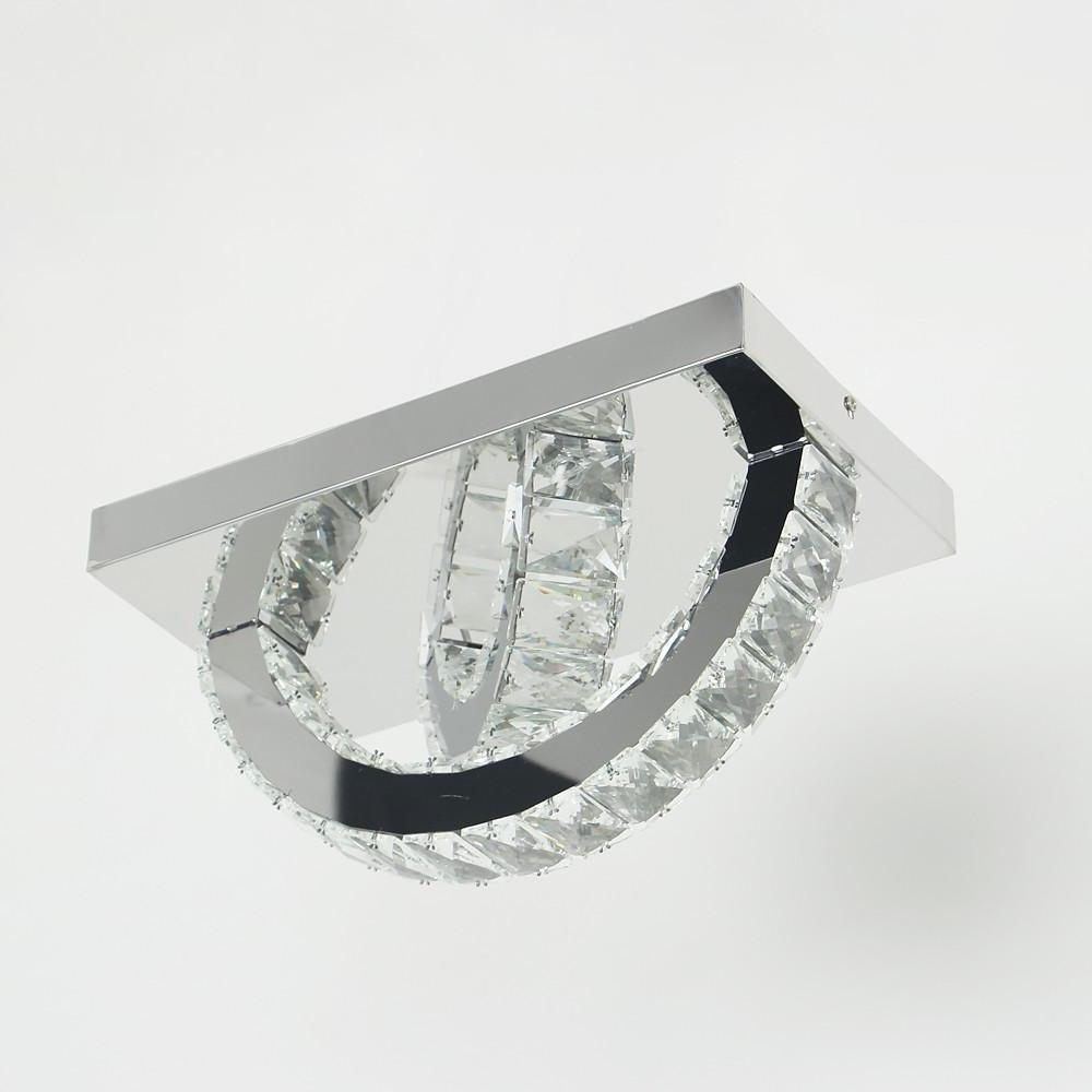 Crystal Semicircular Flush Mount Ceiling Light Modern LED 14"