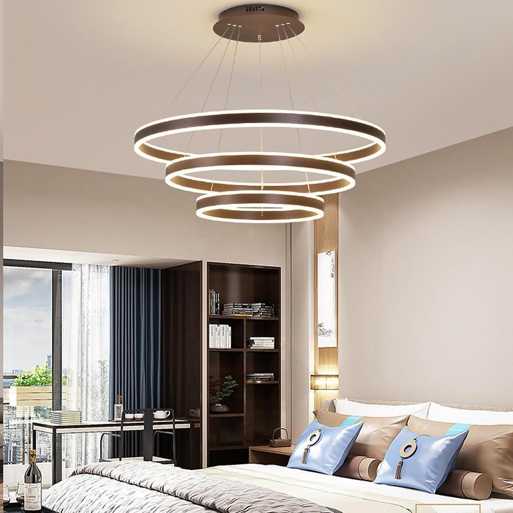 Modern 3-Ring LED Chandelier with Adjustable Height