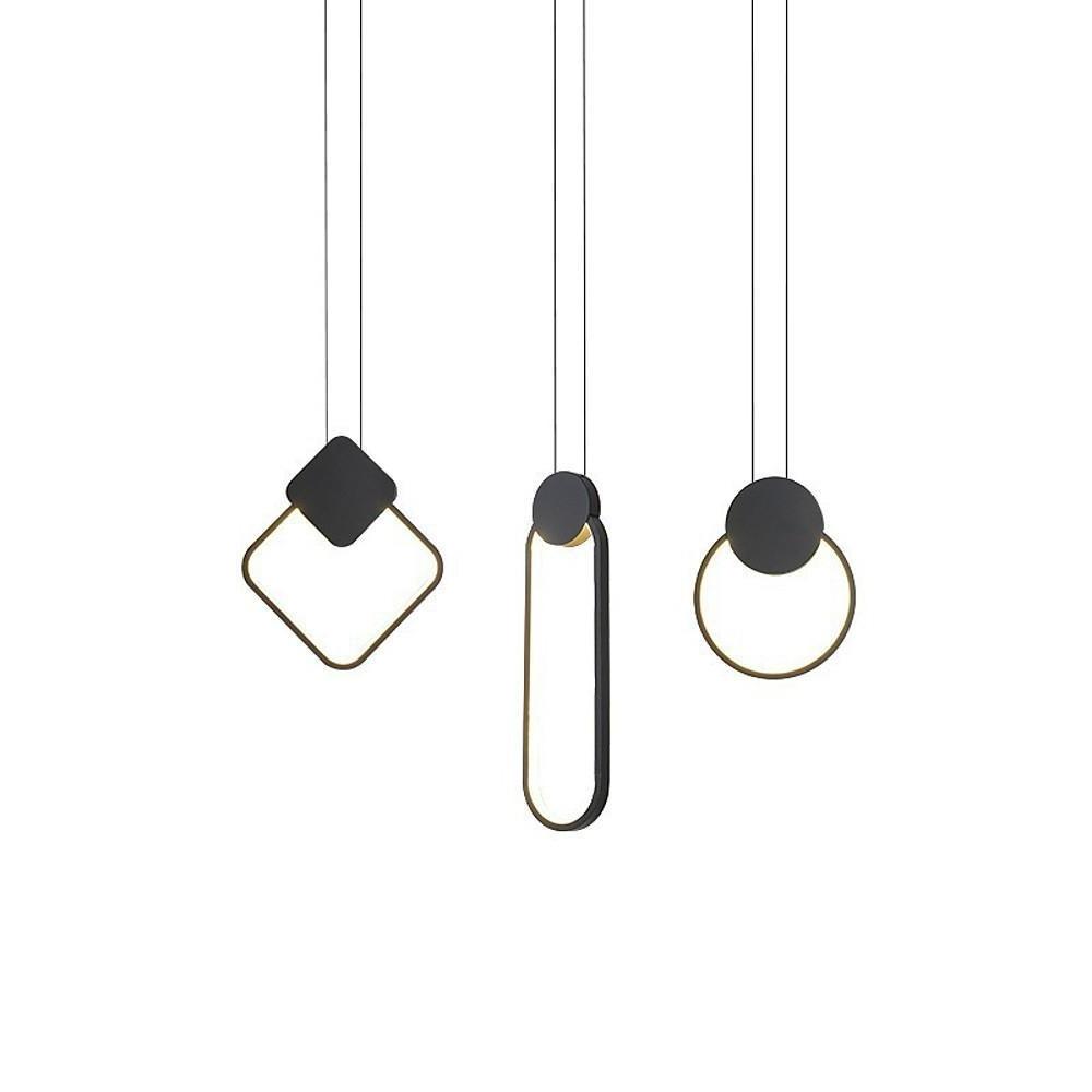 Geometric Black LED Pendant Light Modern Hanging Ceiling Lamp