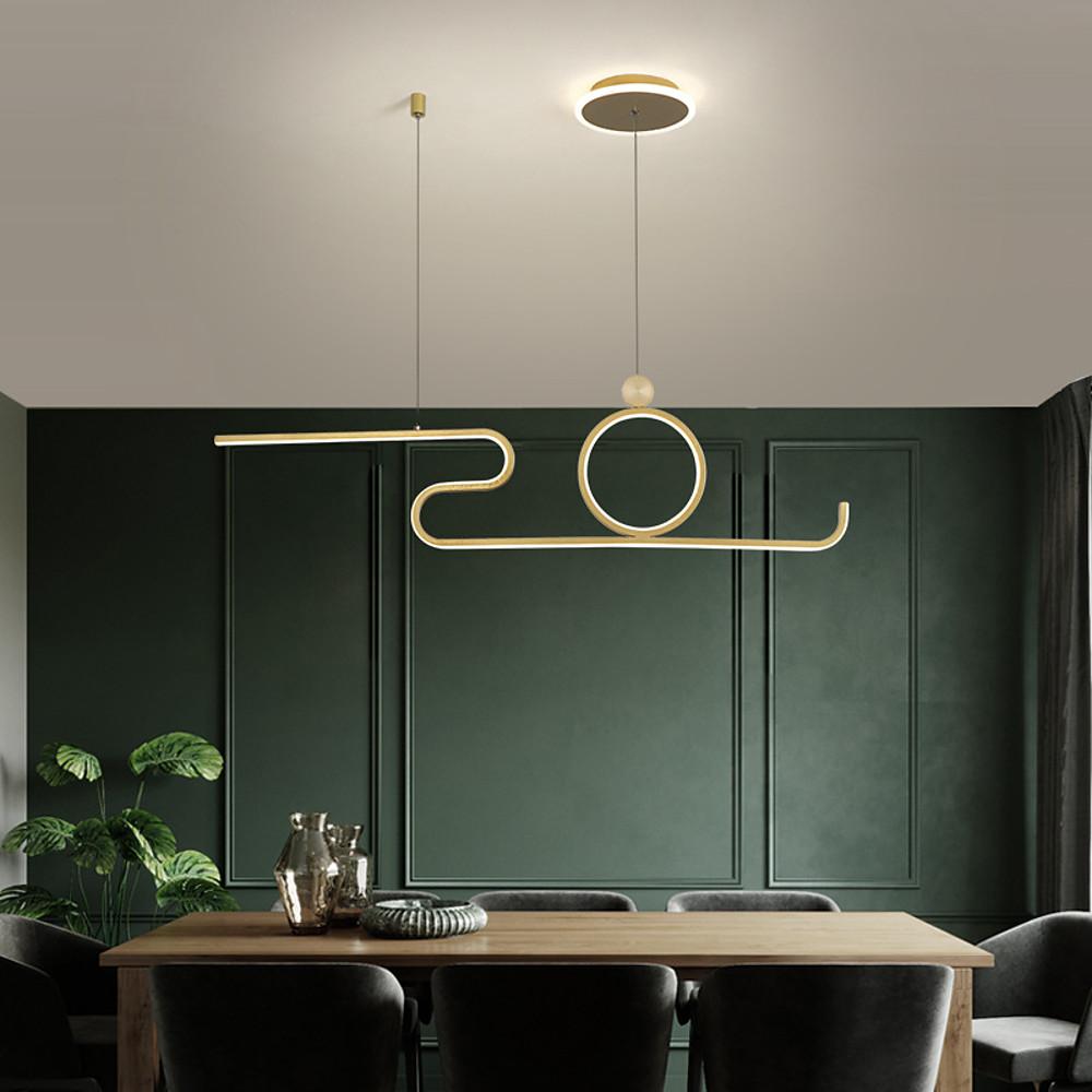 Modern Circle Linear LED Pendant Light - Black & Gold