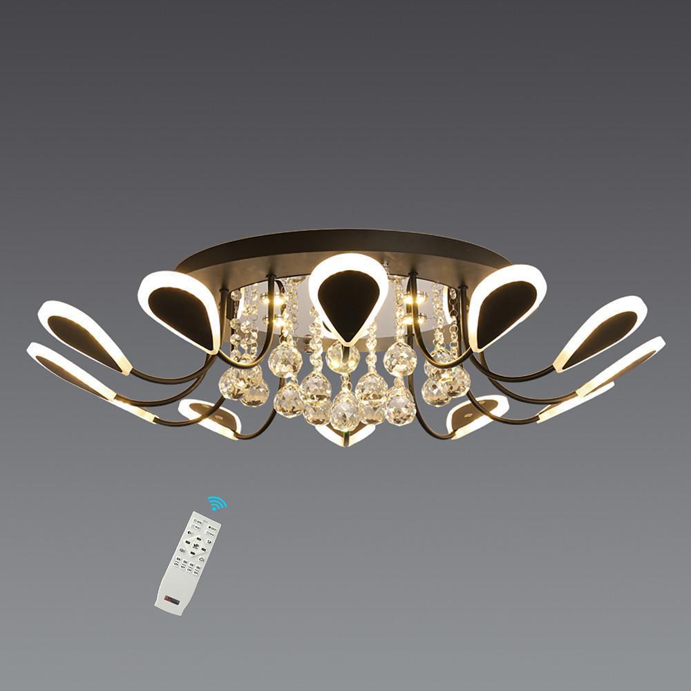 Flower Shaped Dimmable LED Crystal Flush Mount Ceiling Light