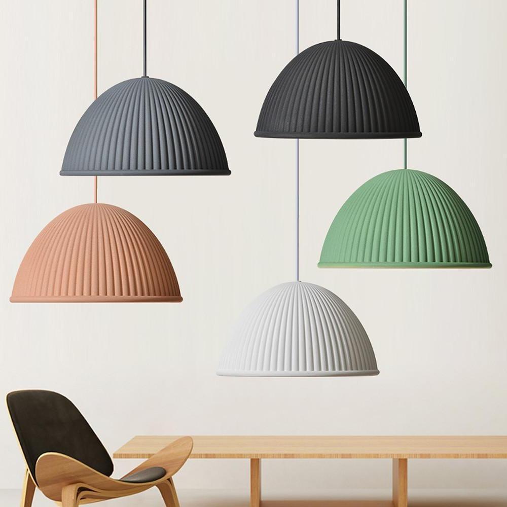 Industrial Pendant Light with Cement Shade & Metal Accent