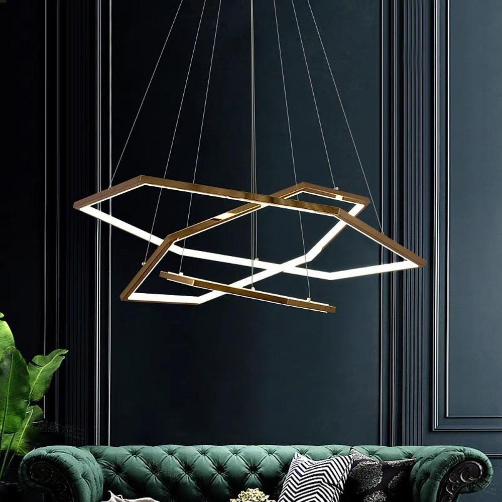 Geometric Ring LED Chandelier Gold Stainless Steel Ceiling Light